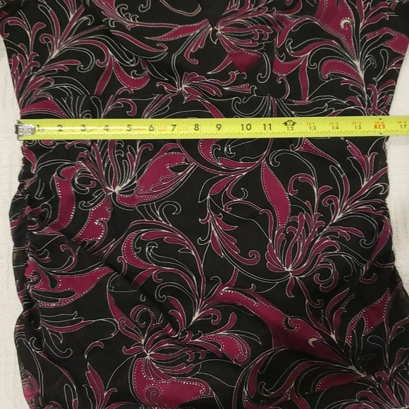 Inc Mesh Crossover Ruched Paisley Top Purple Black Silver - Picture 5 of 11